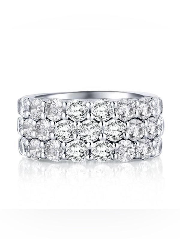 Italo Triple Row Created White Sapphire Wedding Band